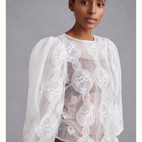 Anthropologie Forever That Girl Sheer Lace Blouse new with tags - Picture 4 of 7